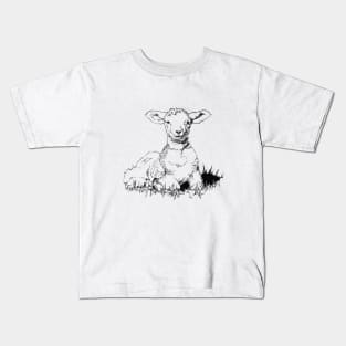 Lamb Ink Drawing Kids T-Shirt